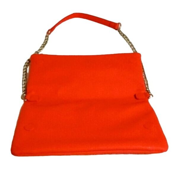 Express Coral Fold Over Purse with Silver Chain‎ Strap/Hardware - Picture 4 of 12